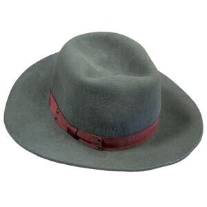 Women's Wide Brim Fedora Hat Wool Gray w/ Grosgrain Ribbon Genie by Eugenia Kim